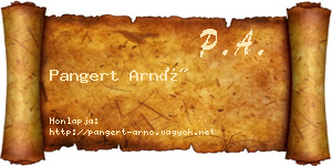 Pangert Arnó névjegykártya